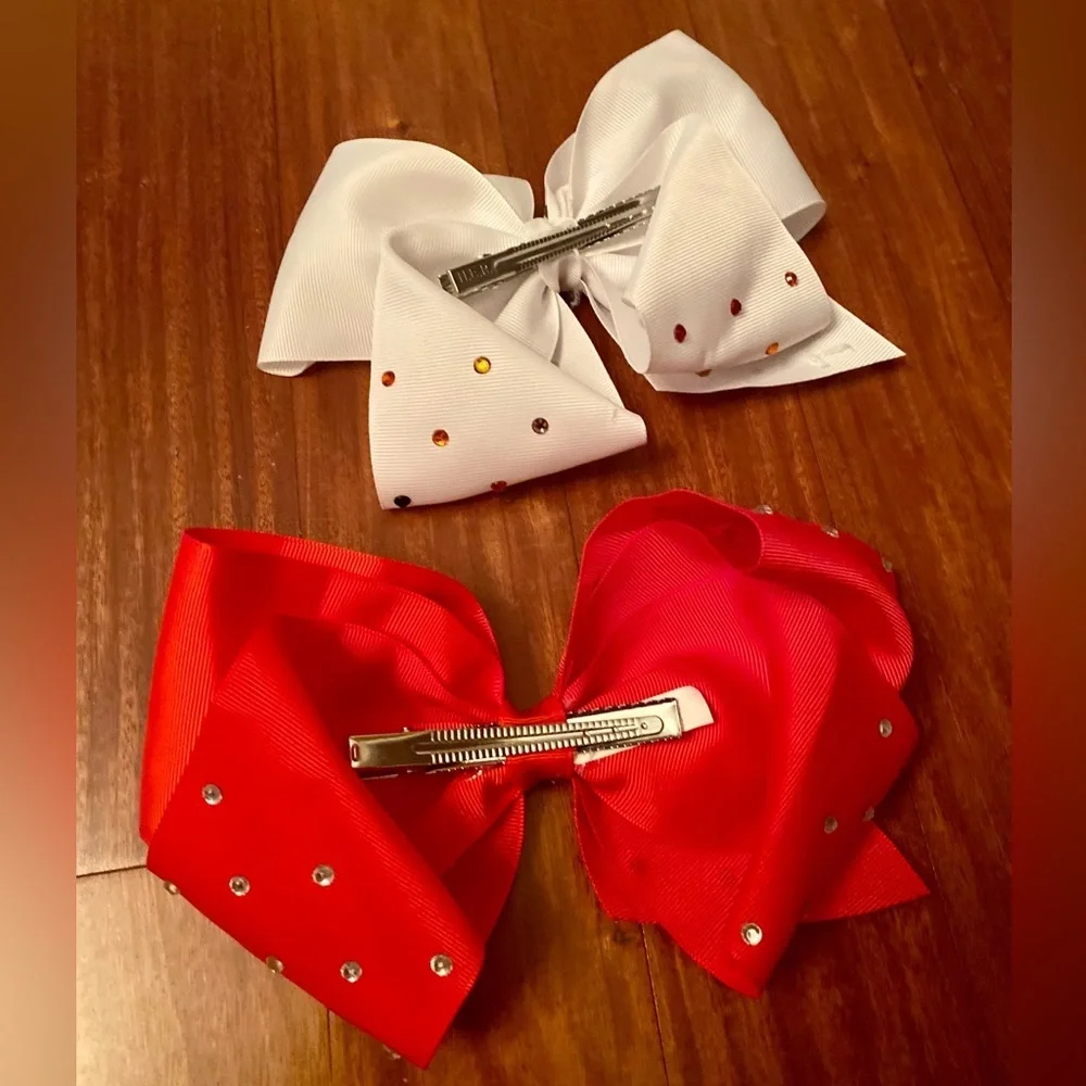 JoJo SIWA Red & White Diamond 7” Hair Bows ❤️ Bundle of Two
